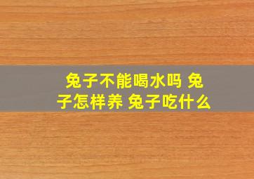 兔子不能喝水吗 兔子怎样养 兔子吃什么